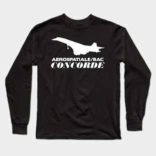 Aerospatiale-BAC Concorde Silhouette Print (White) Long Sleeve T-Shirt